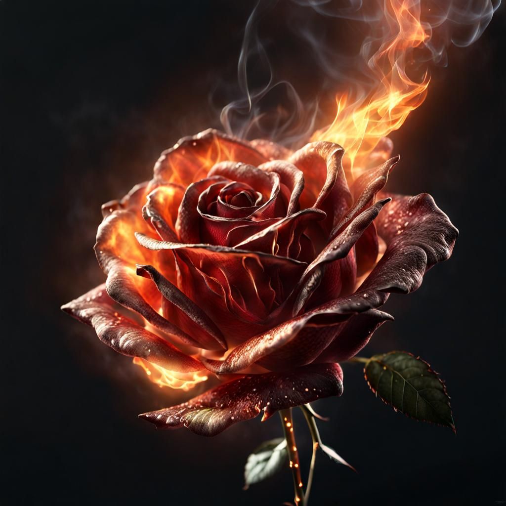 Flaming Rose - AI Generated Artwork - NightCafe Creator