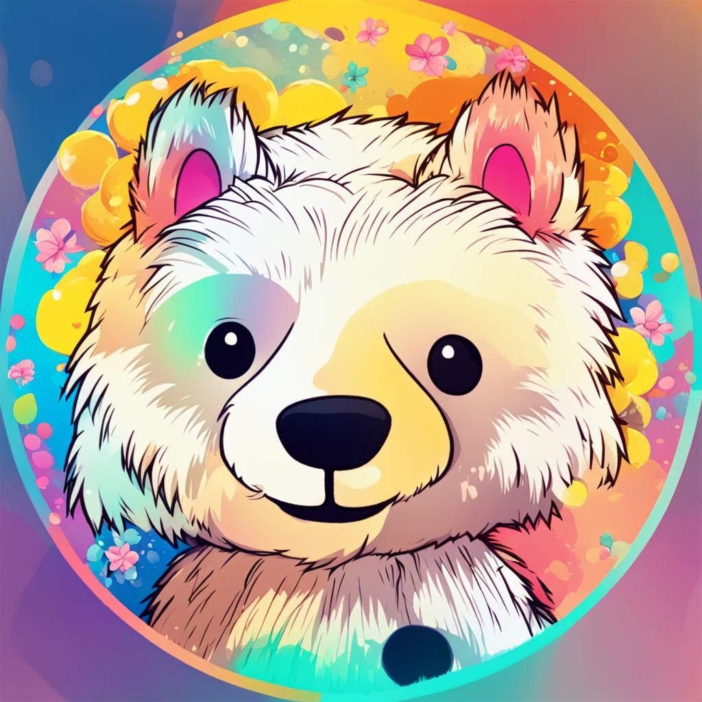 Adorable Anime Bear Mascot in Pastel Colors