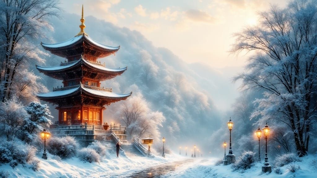 Winter Pagoda Path  by @RC
