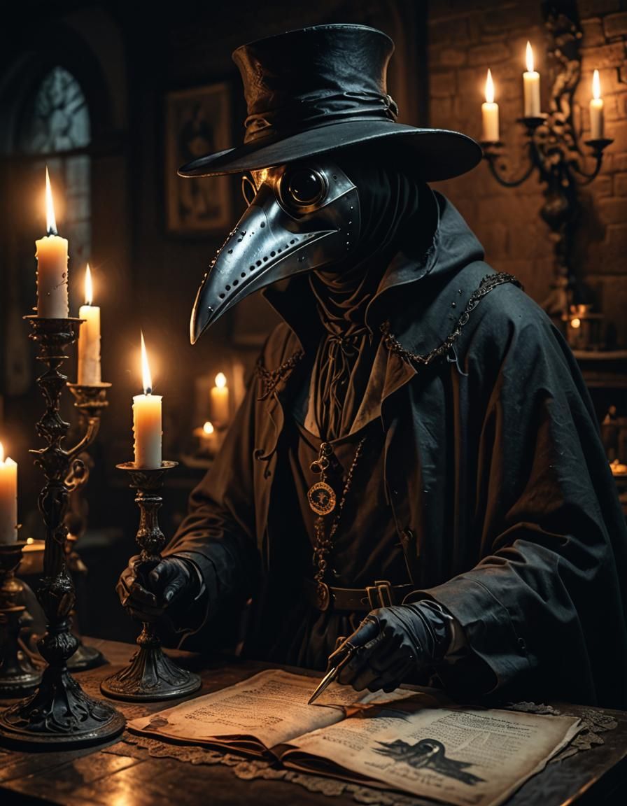 Plague doctor inside a candlelit room  by @The PsY PisTols