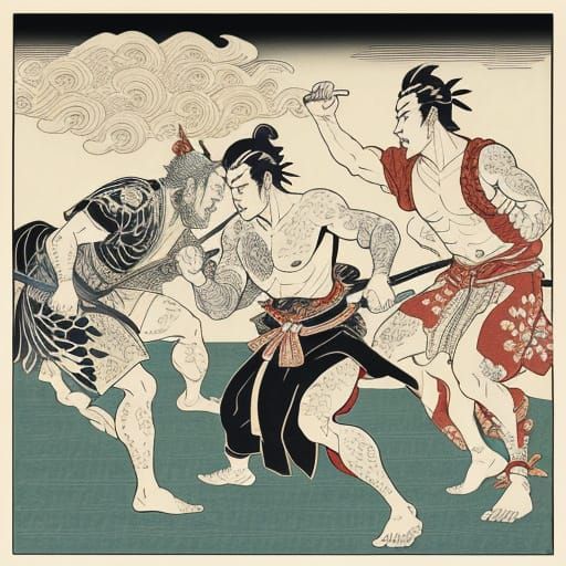 Utagawa Kuniyoshi sumo the samurais and the Greeks mythology 