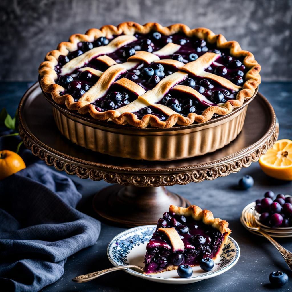 Grandmas' Blueberry Pie - AI Generated Artwork