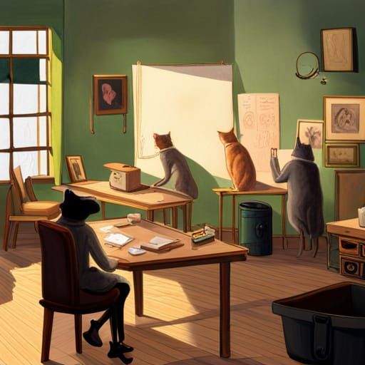 Cats office - AI Generated Artwork - NightCafe Creator