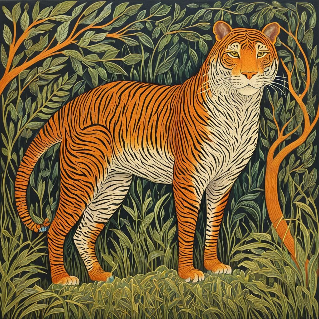Tiger, in the style of Morris Hirshfield