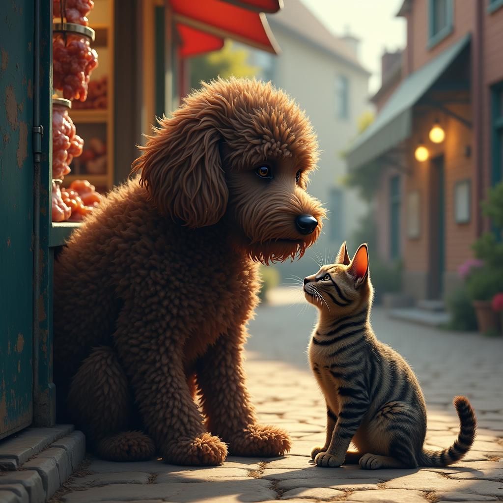 Outside the butcher's shop BFF