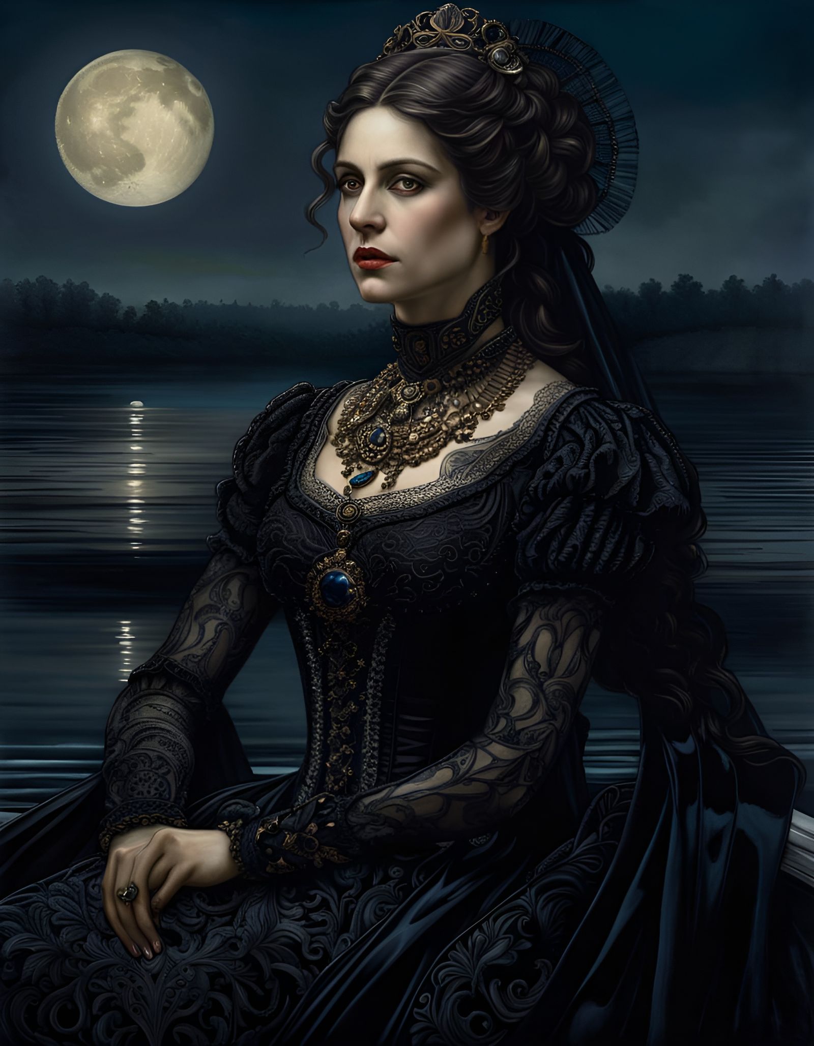 Moonlit mourning gown