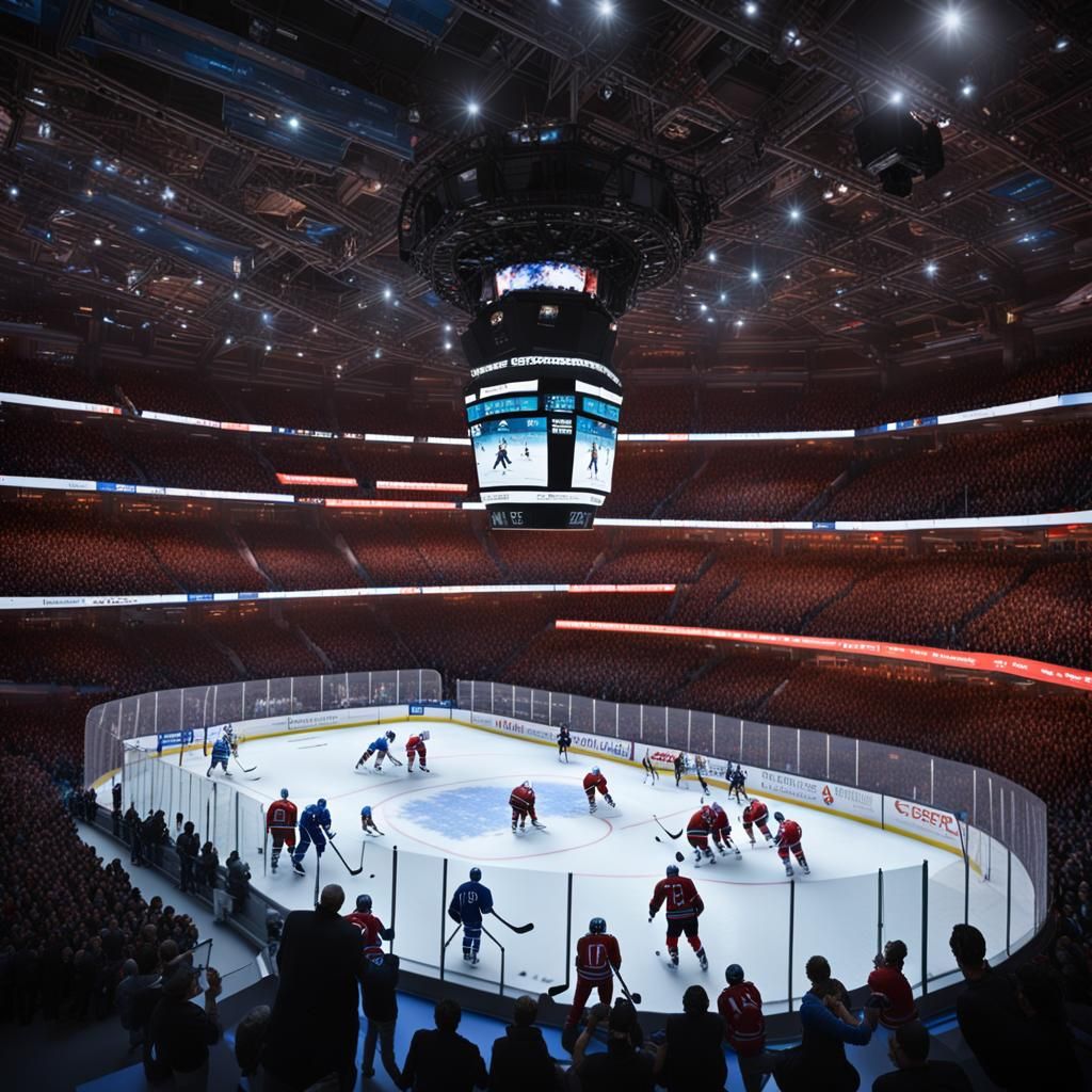Bioluminescent Hockey Arena in 16k Photorealistic CGI
