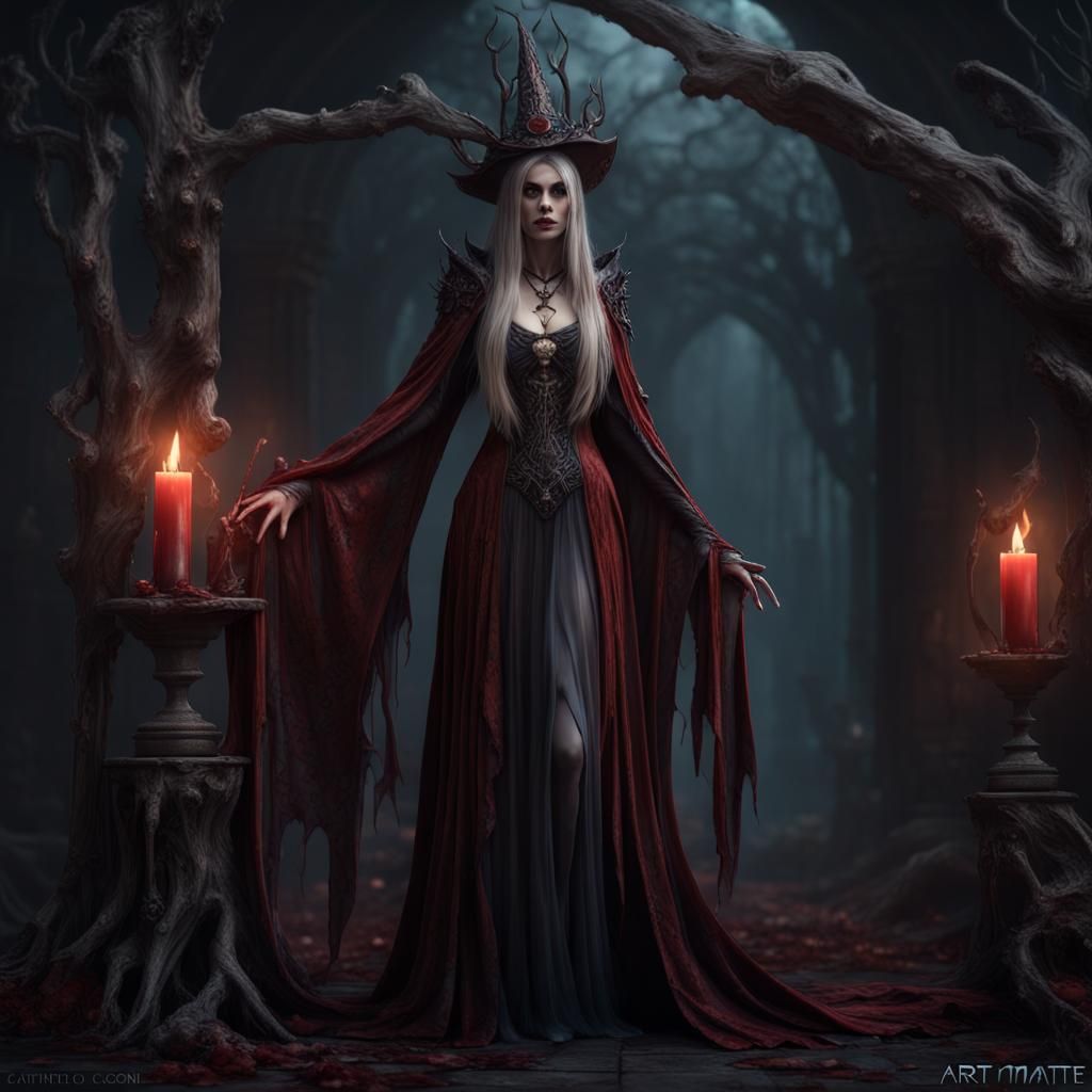 Elegant Vampire Elf in Gothic Horror Style - AI Art