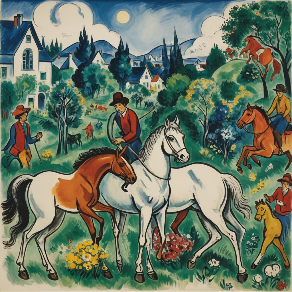 Centaurs working hard 
By Marc Chagall and Albert Marquet