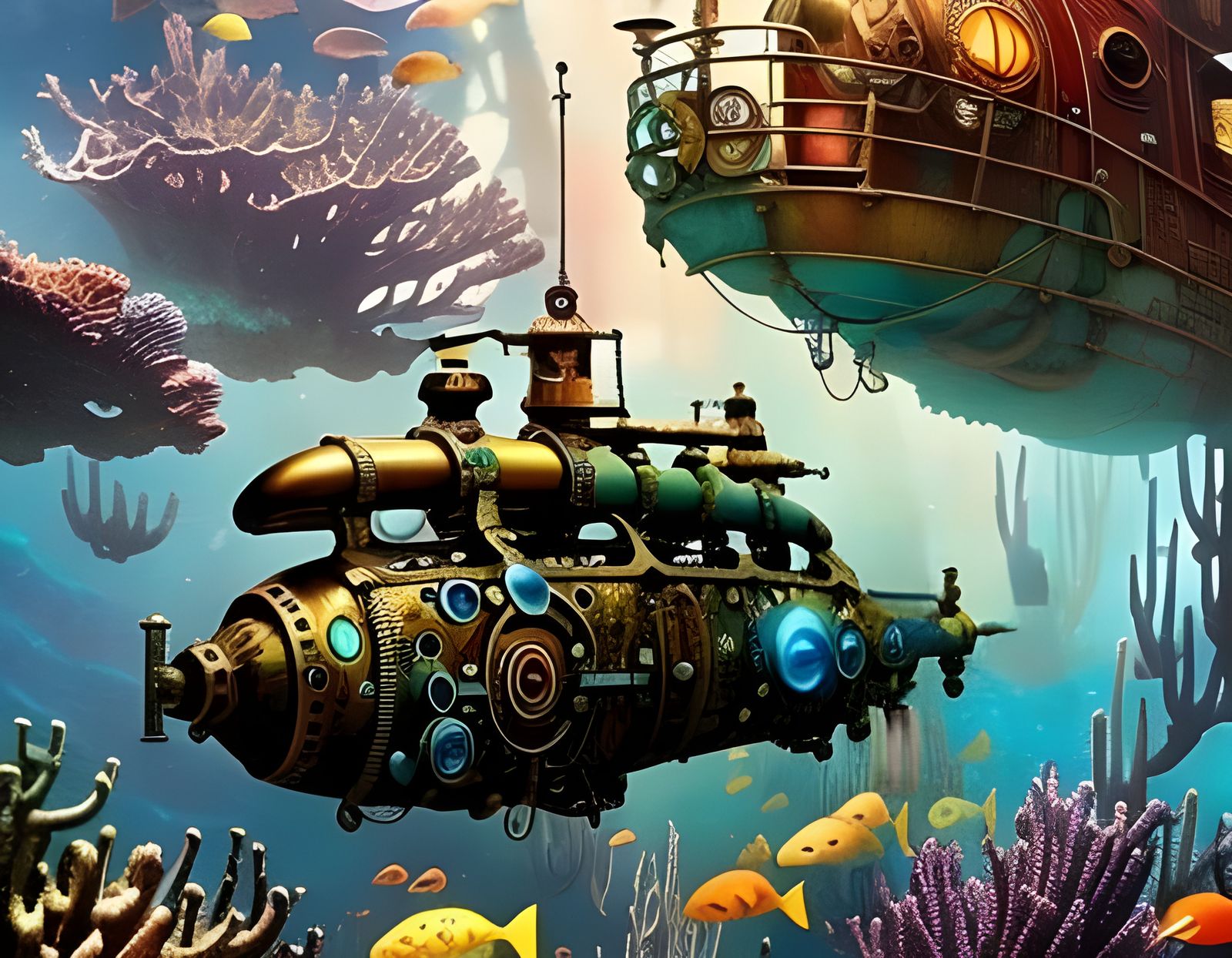 Steampunk Submarines - AI Generated Artwork - NightCafe Creator