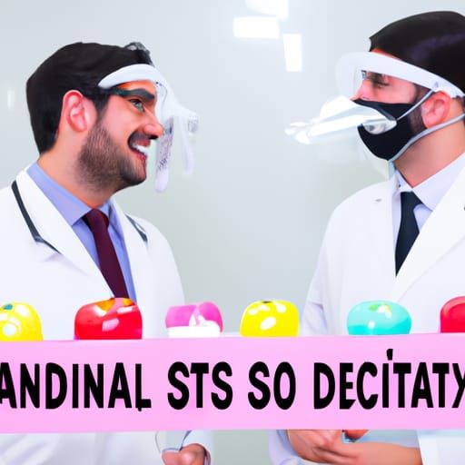 Two dentists talking about candy with subtitles