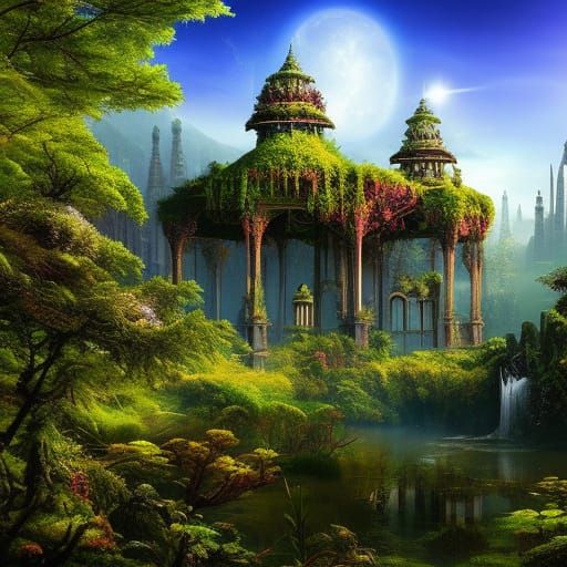 Overgrown gazebo - AI Generated Artwork - NightCafe Creator