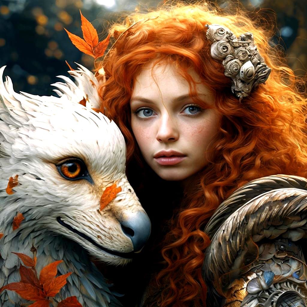 Surreal Portrait of a Woman with Fantastic Animals