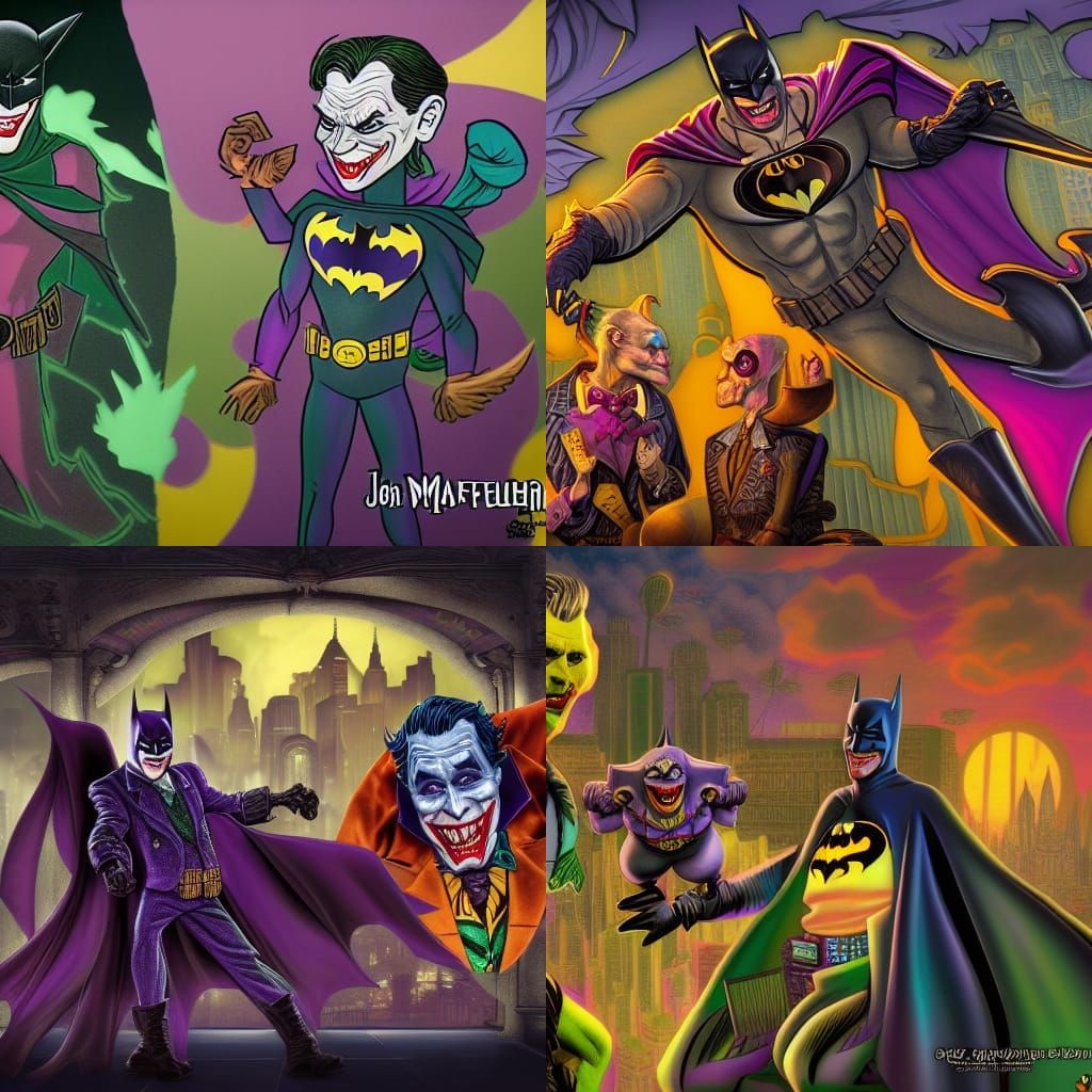 Batman & the Joker in the style of John Kricfalusi, colorful...