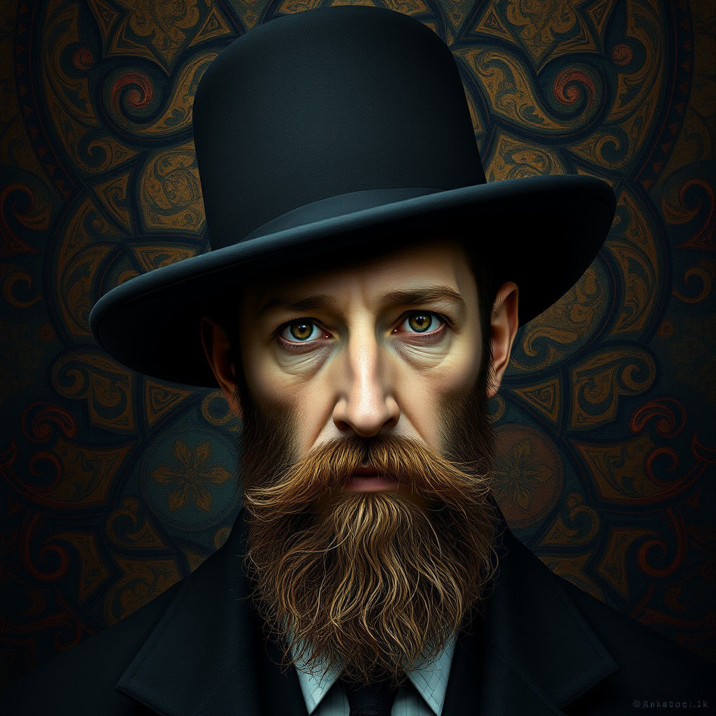 Mystical Portrait of Orthodox Jewish Man in Shtreimel