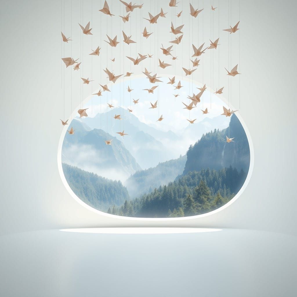 Origami Haven Amidst Majestic Landscapes