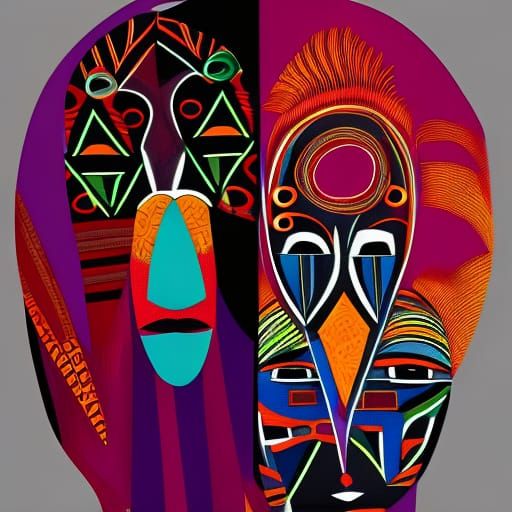 African abstract design masks