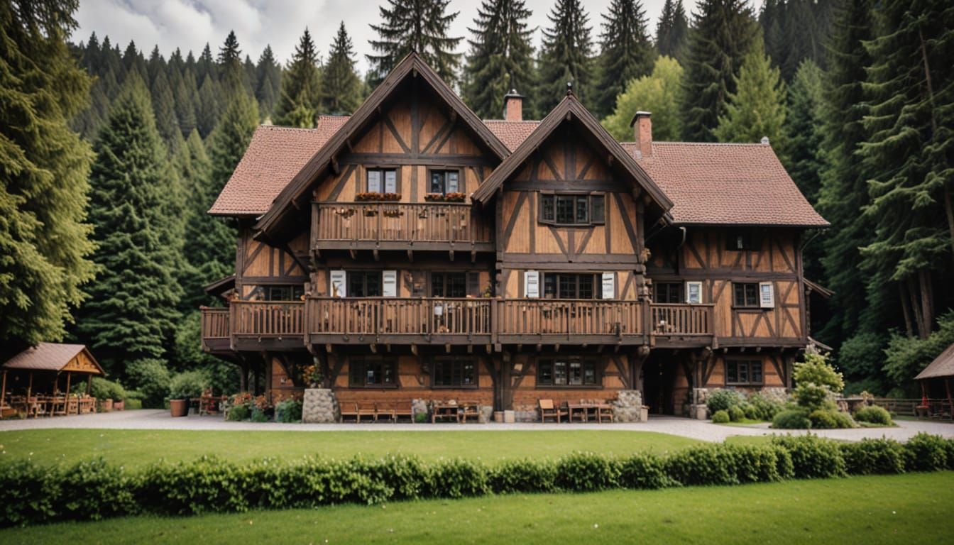 half-timbered lodge