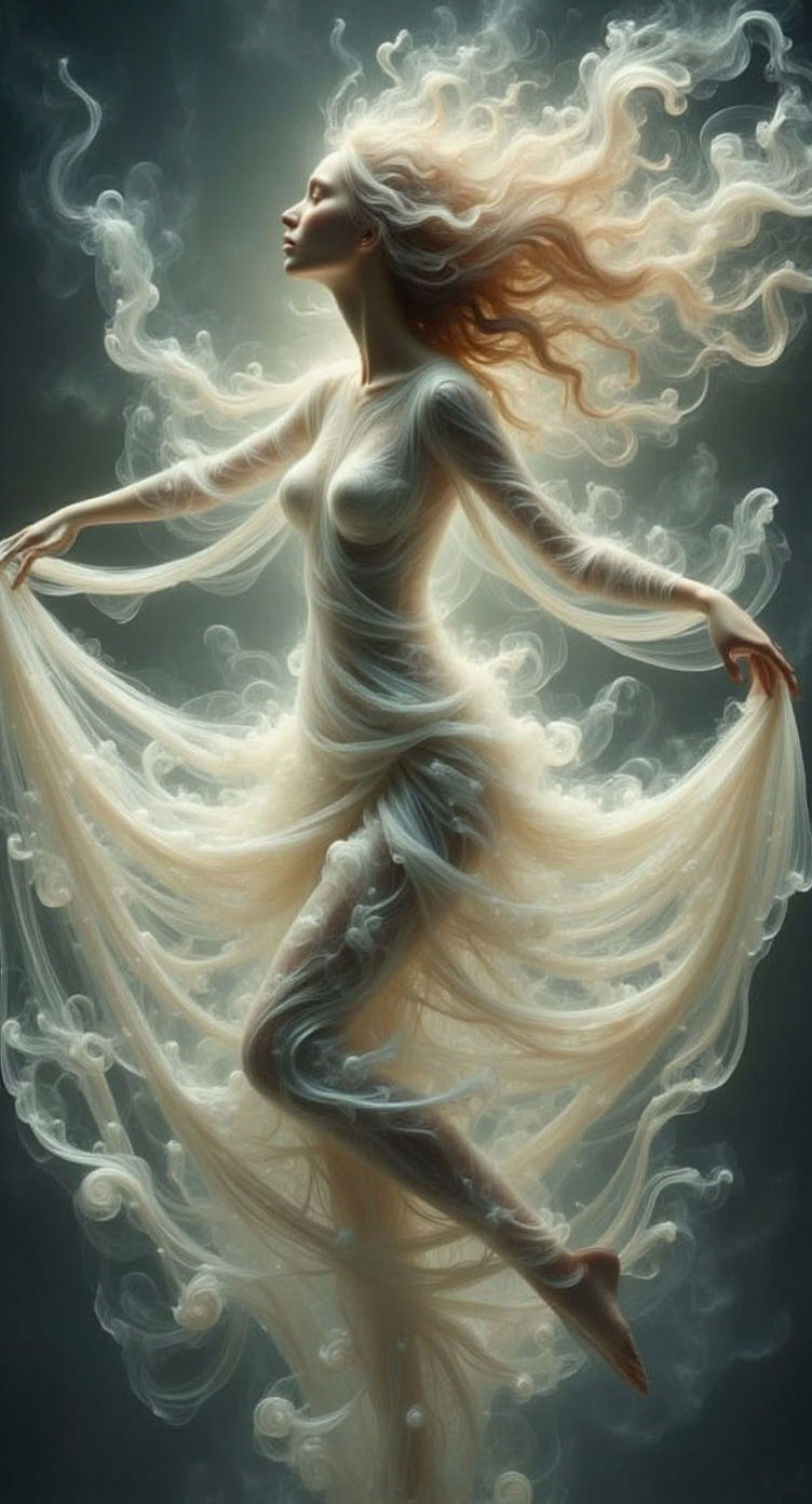 Stunning Tornado elemental. An swirling air elemental with feminine-airy-silhouette. Powerful gusts of ...  by @Defenestrated Feather