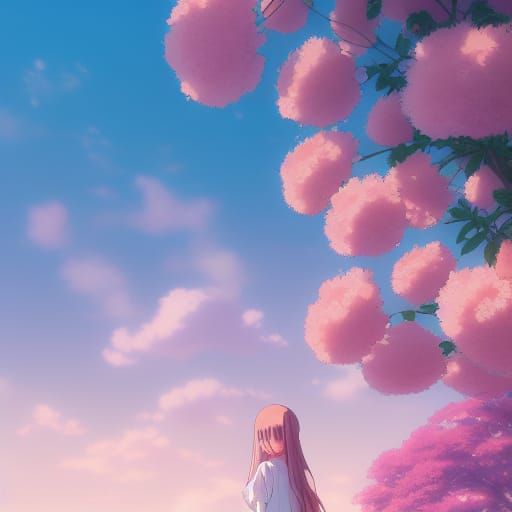 Pastel Orange Blossoms in Anime Style