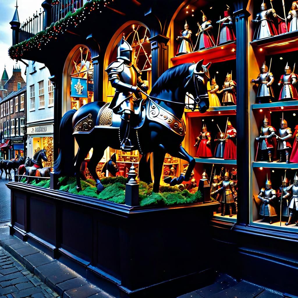 Medieval Knights in a Toy Shop Window