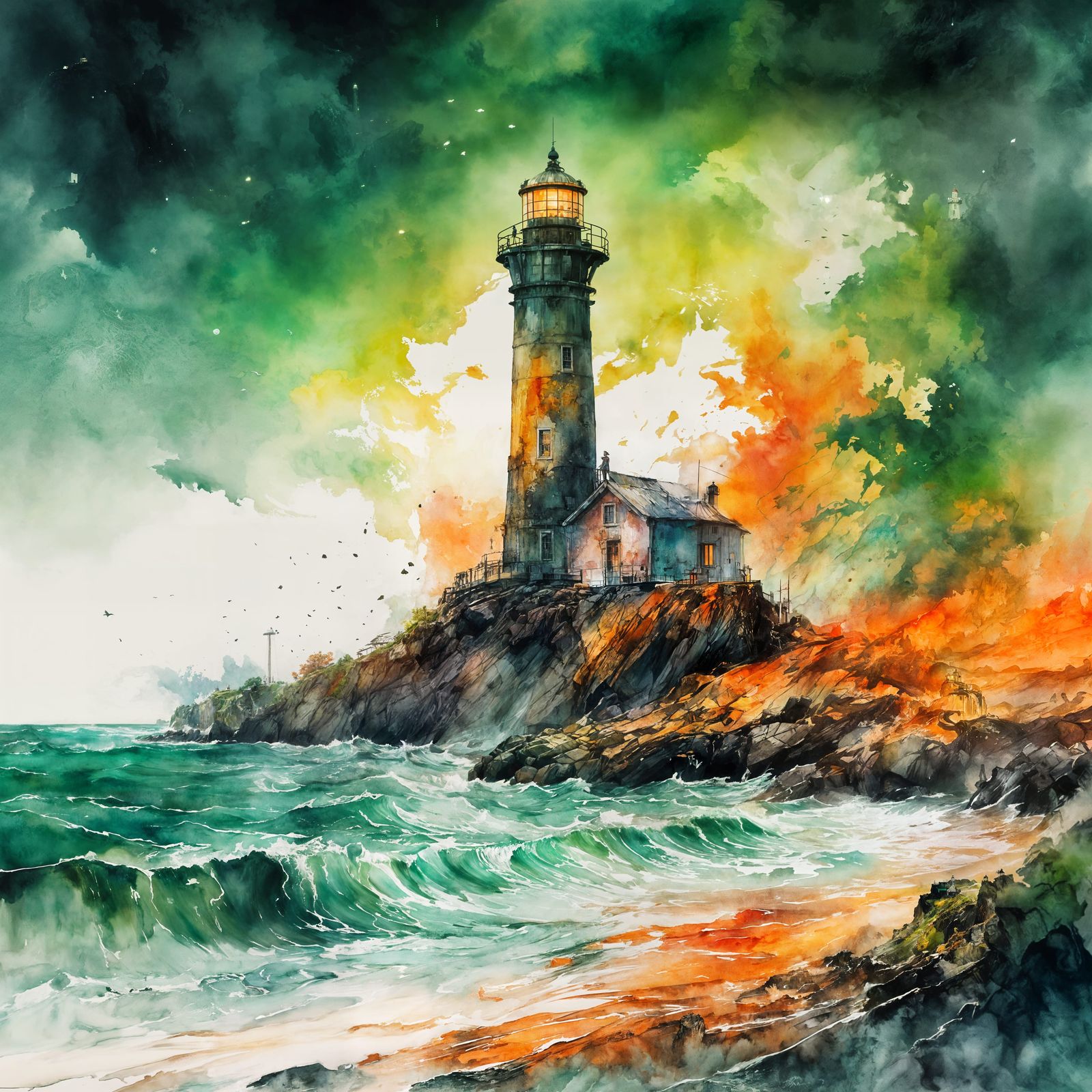 Neon lighthouse  by @Laevos