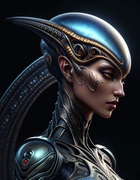 Beautiful Alien Woman Portrait in Fantasy Concept Art Style