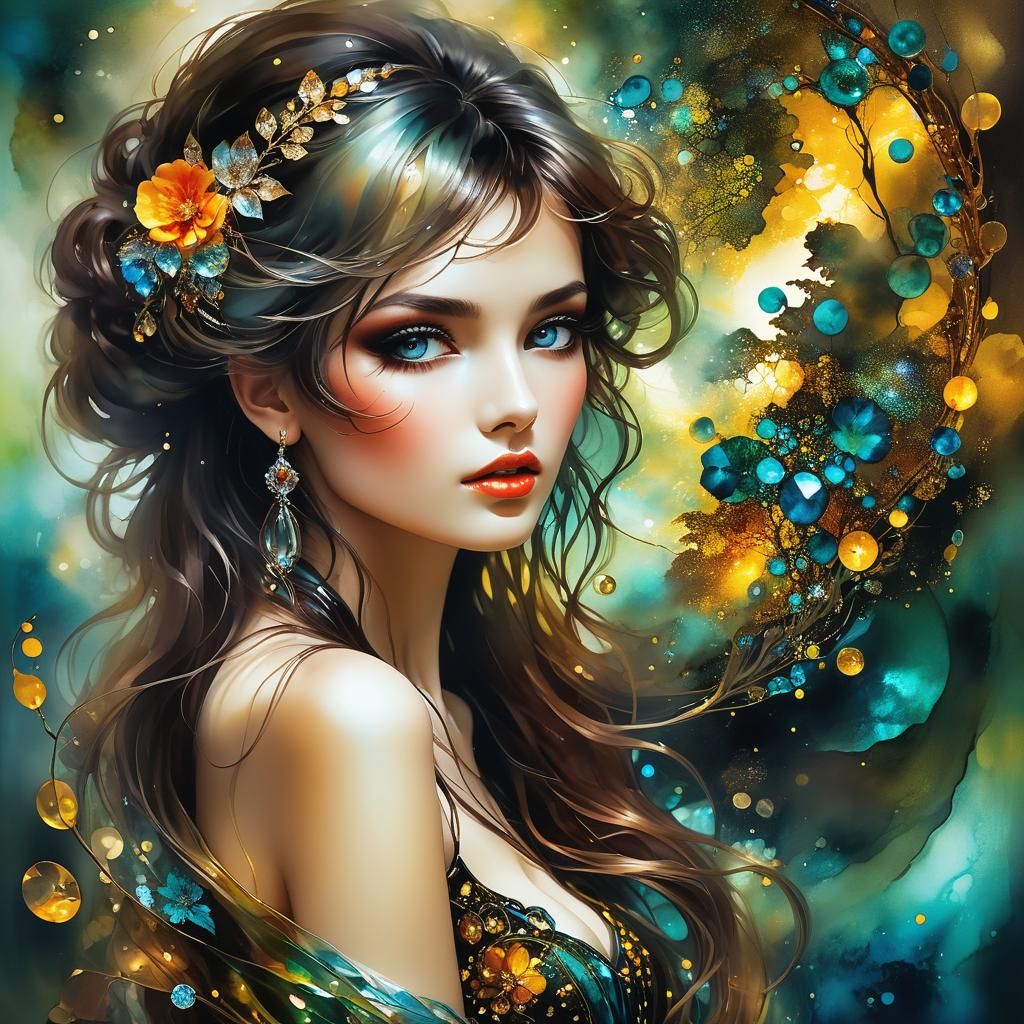 Alcohol Ink Animal Art in Klimt Style