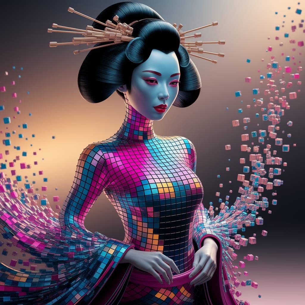 Squares ( Geisha)  by @Wasgij
