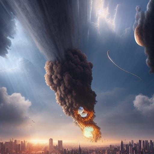 city ​​devastated by a meteor