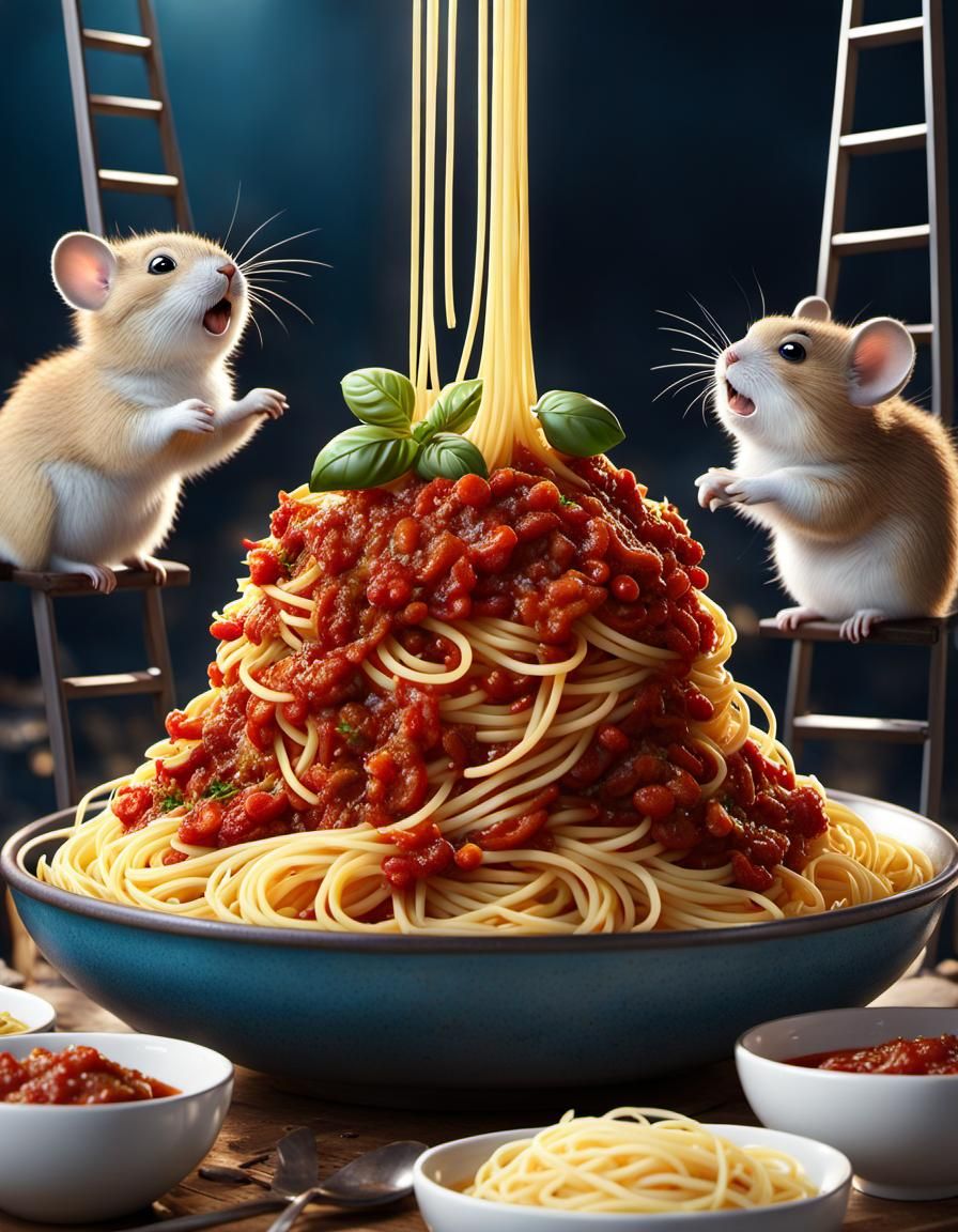 The mice are so stunned by the beauty of their culinary skills on pasta