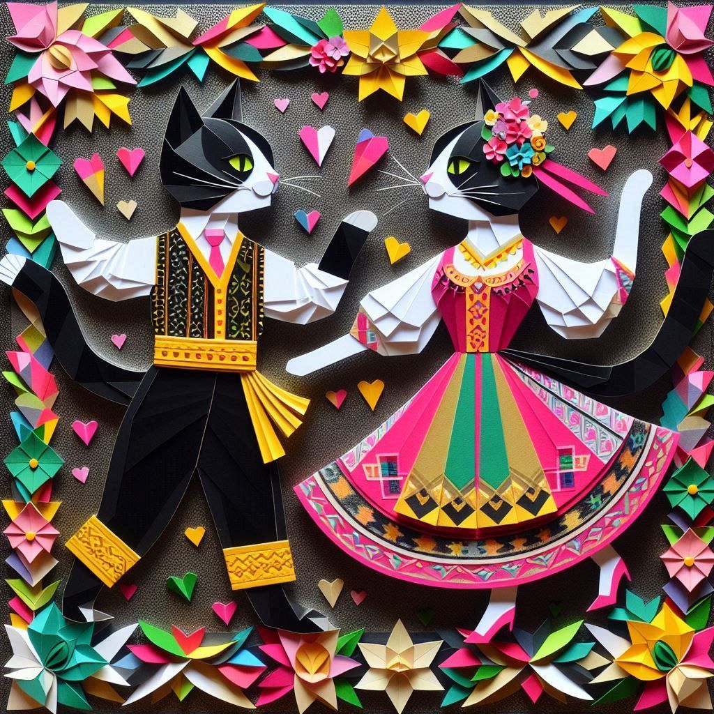 Happy couple of dancing cats 5