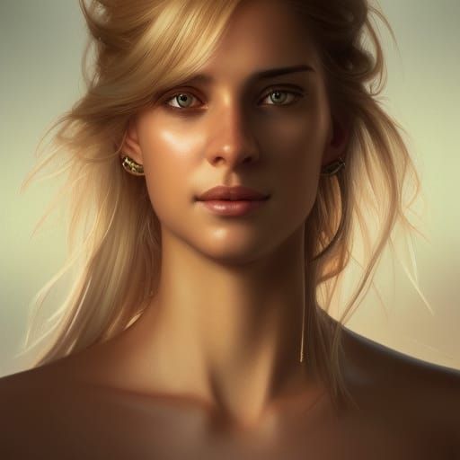 blonde Venezuelan woman, tousled ponytail - AI Generated Artwork ...