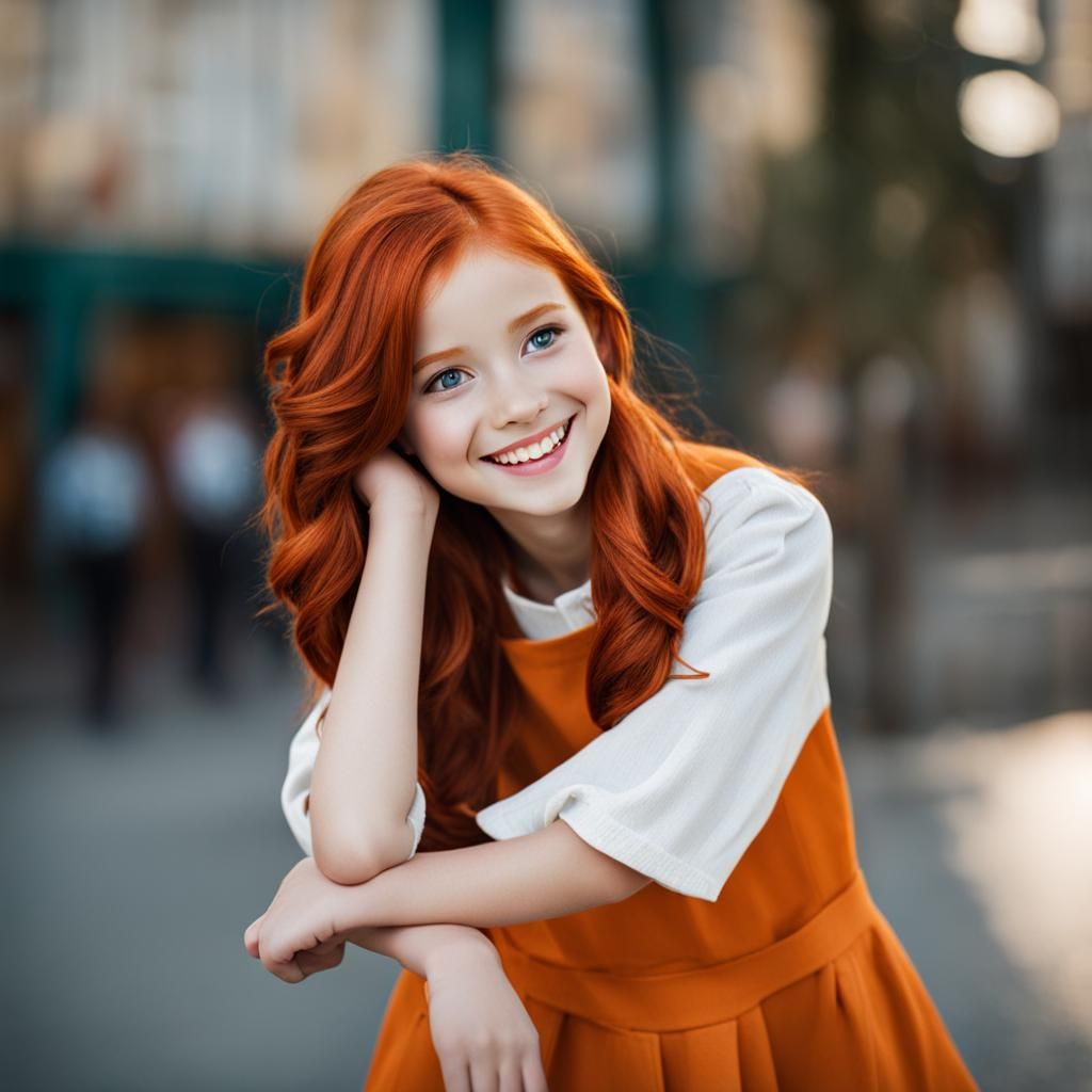 redhead girl smiling