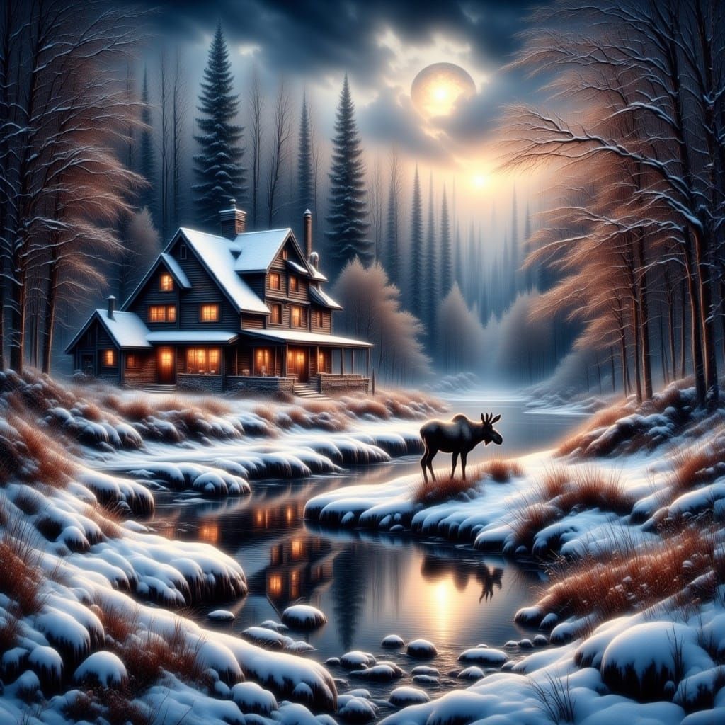 winter wonderland with moose  by @Lady of the Thorns