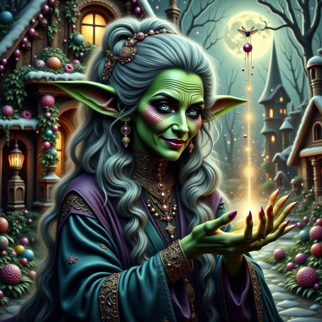 Gothic Witch in Whimsical Wonderland