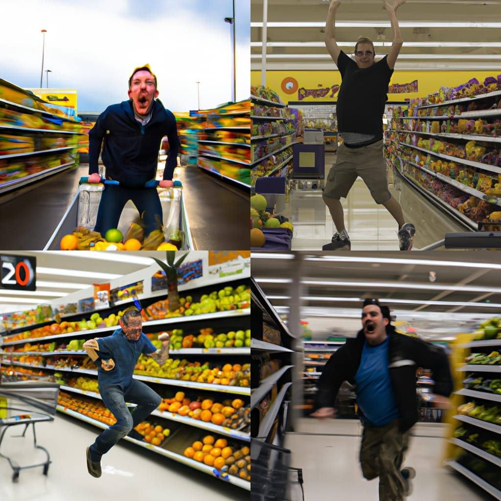 Steve running around Aldi screaming and throwing fruit