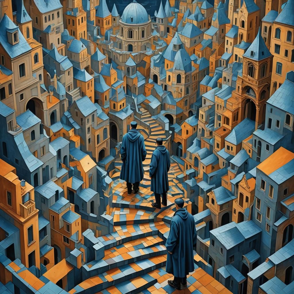 A sad man in blue, cubism Picasso style 