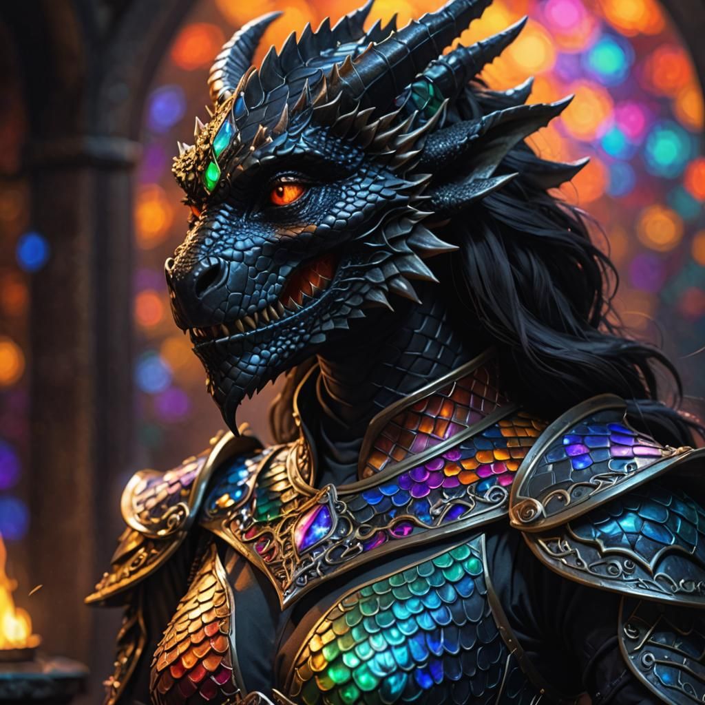 Black dragonborn female - AI Generated Artwork - NightCafe Creator