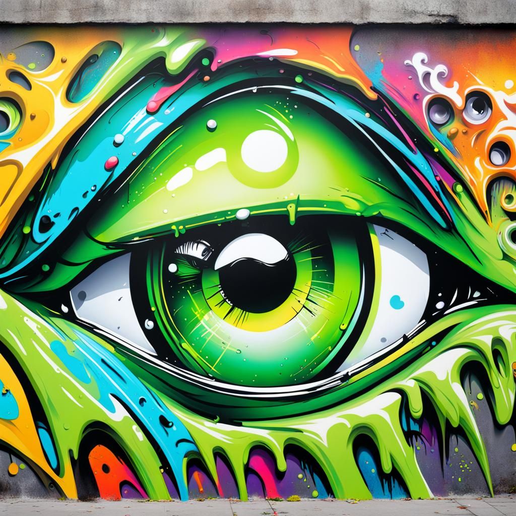 graffiti art, splash art, street art, spray paint, oil gouache melting