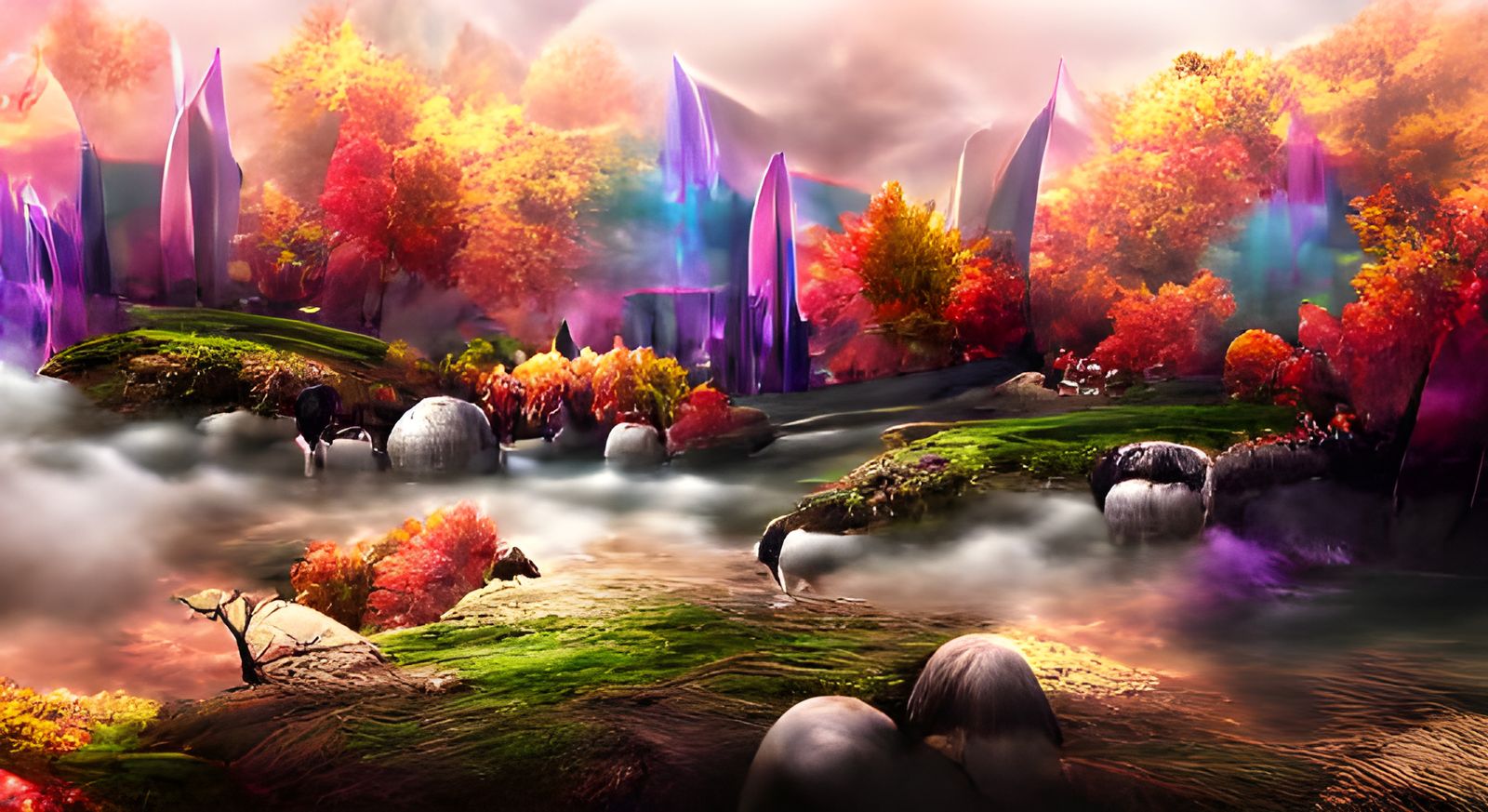 Magical Fantasy tranquil psychedelic autumnal landscape matte painting - AI  Generated Artwork - NightCafe Creator