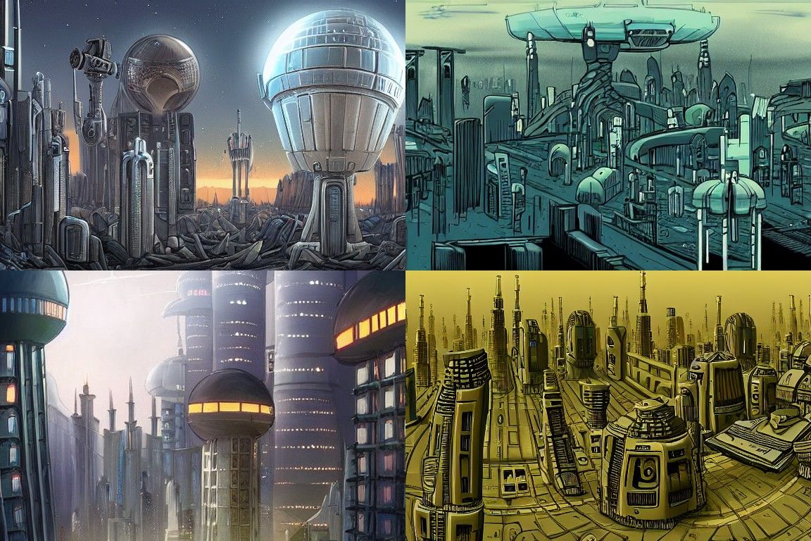 Sci-fi city in the style of Antipodeans
