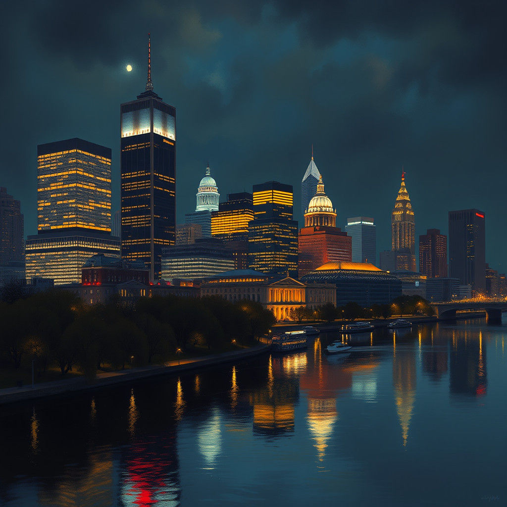 Boston at night  by @KRoseCarol