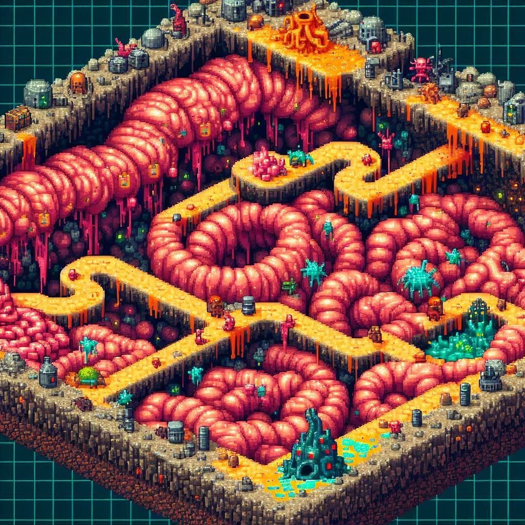 Intestinal Retro Game Map Isometric