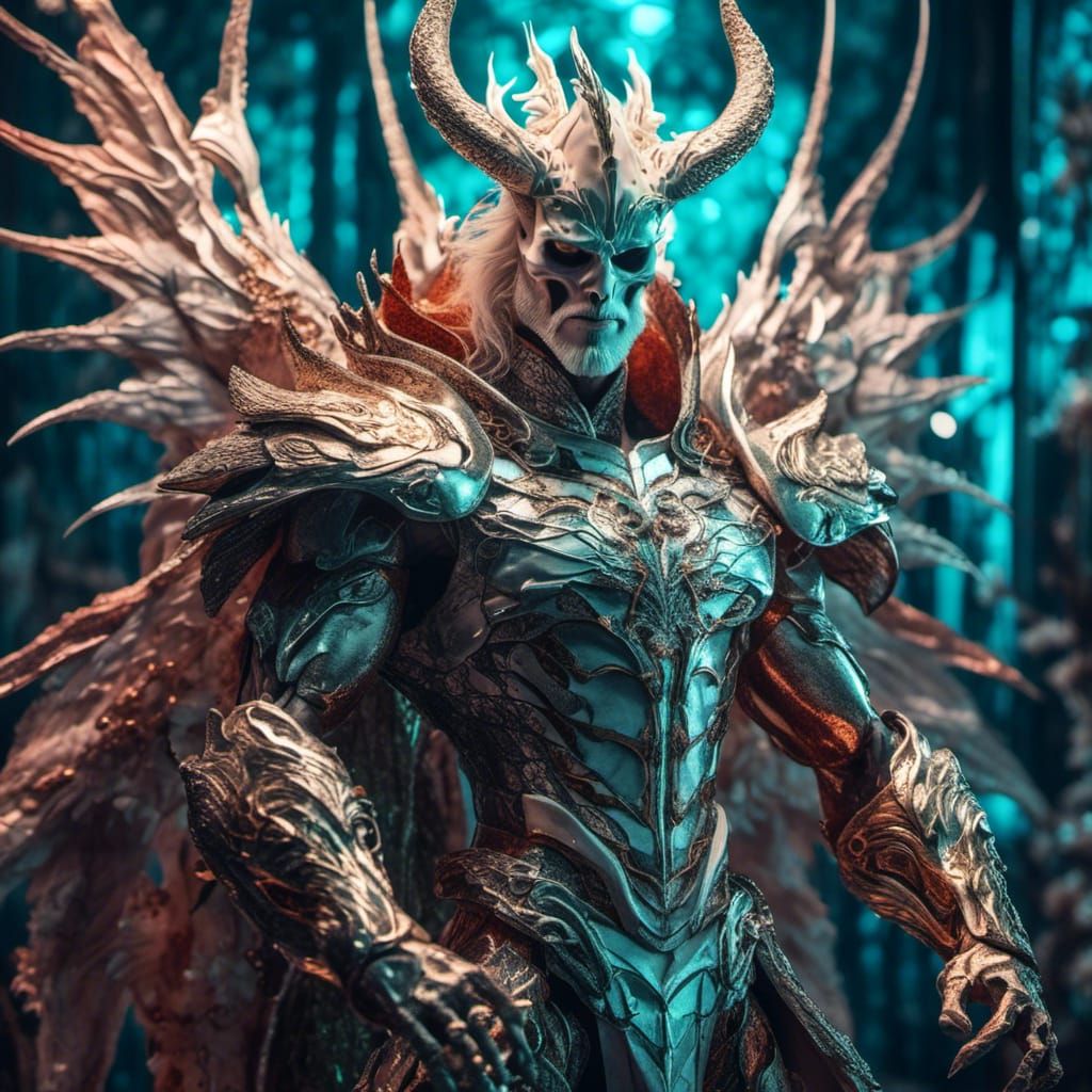 Handsome prince charming blonde beard muscle , muscle white skeletal system skeleton bone dragon armor thorns white orchids diamonds rubies...