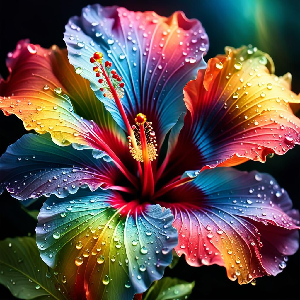 rainbow hibiscus  by @Dahut