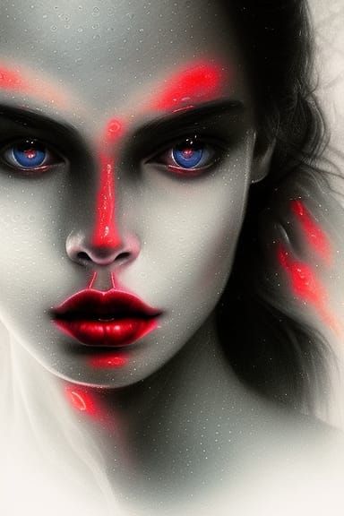 Horrifying translucent female ghost