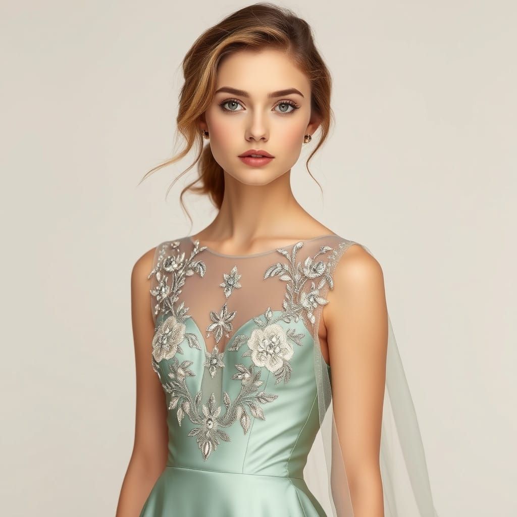 Ethereal Fairytale Princess in Haute Couture Evening Gown