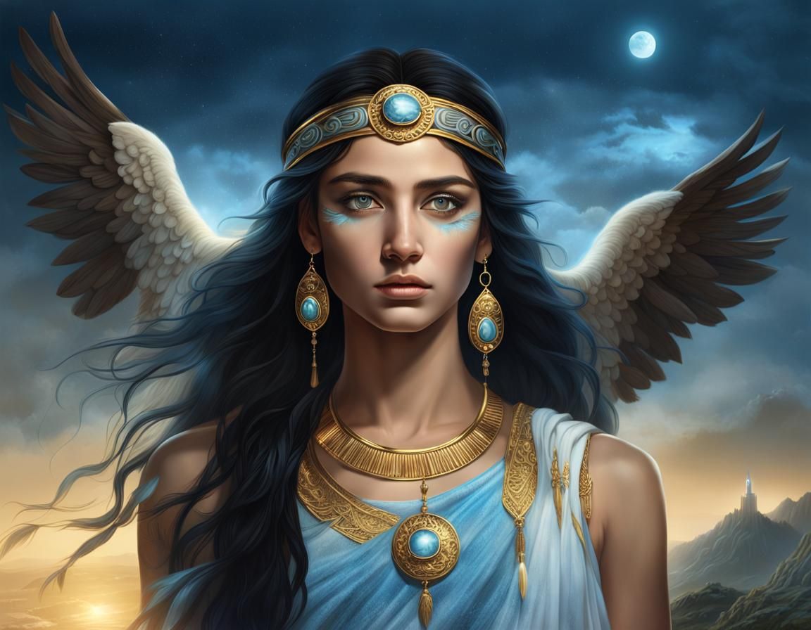 Portrait of native greek goddess girl, slim-muscular, 18ys, ...