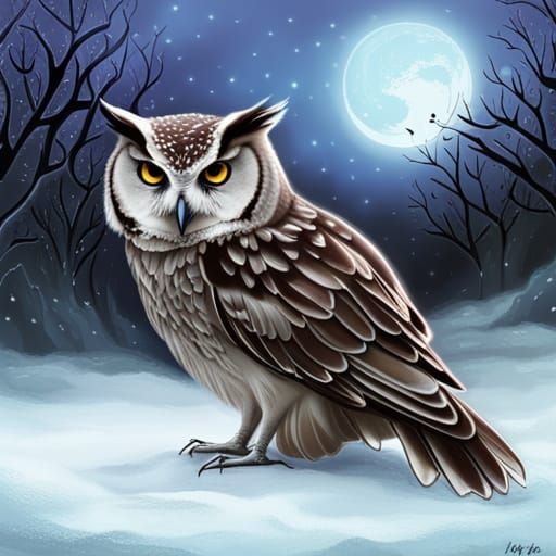 Owl in the blizzard 